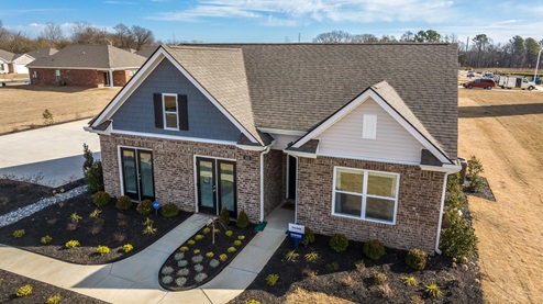 Drone shot of aria model home