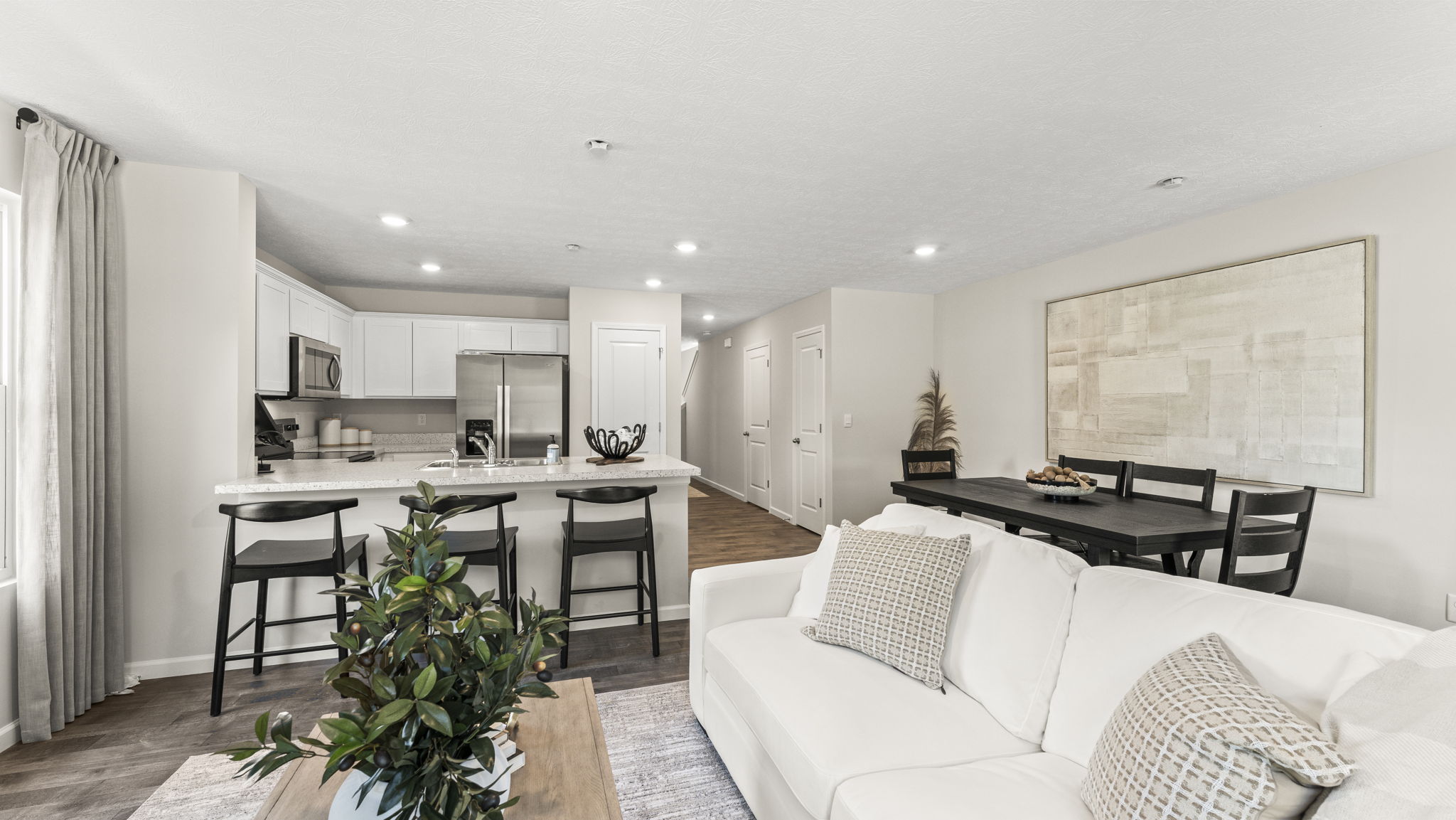 Living room overlooking the kitchen area