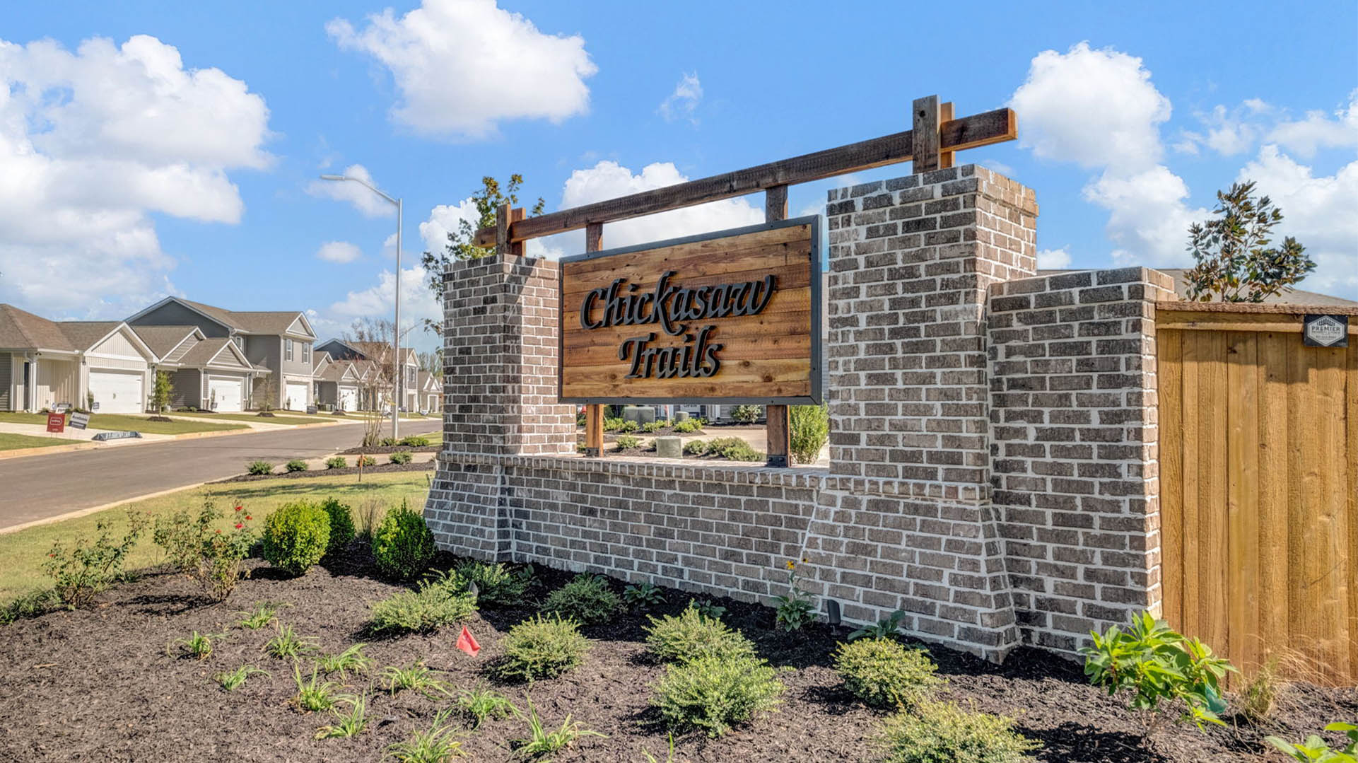 Beautiful entry monument of the Chickasaw Trails community