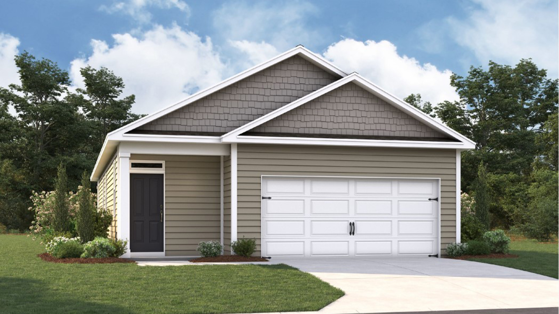Exterior elevation of the DOwning floorplan in Chickasaw Trails