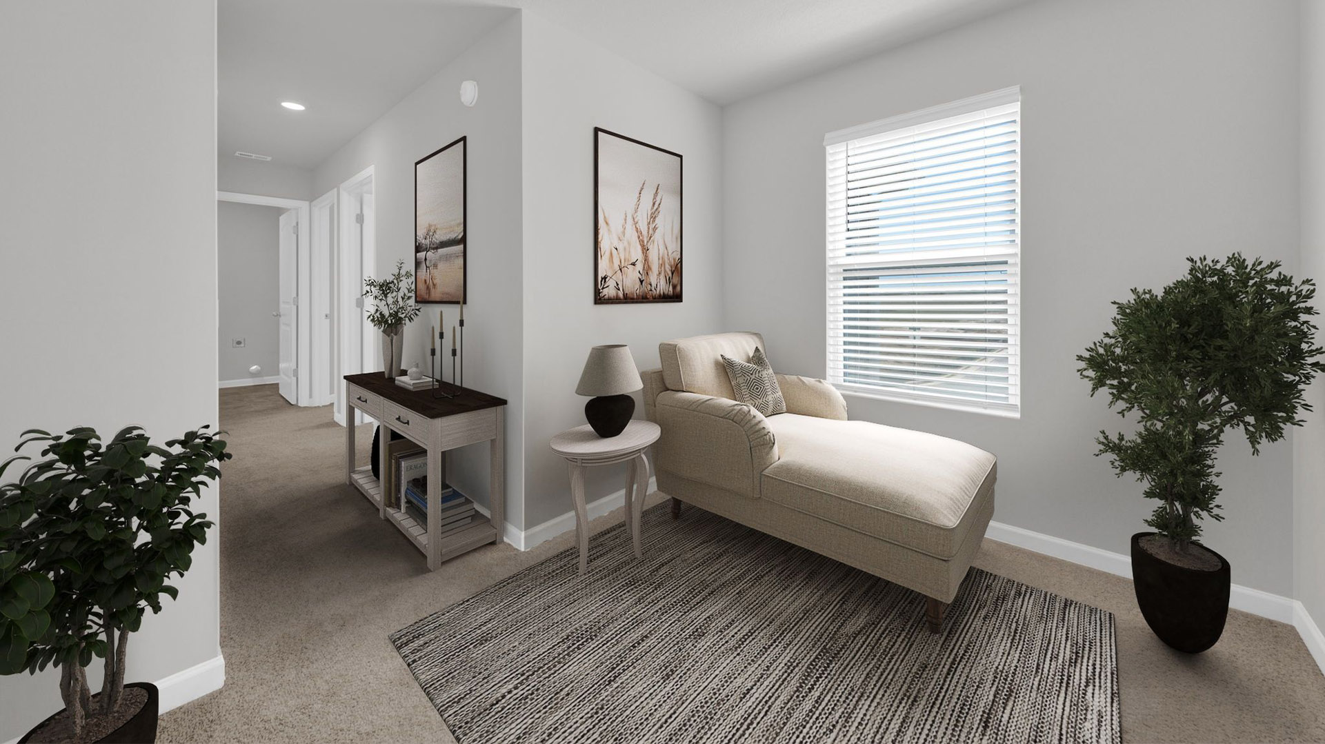 Second story foyer opening up at the beginning on the second floor