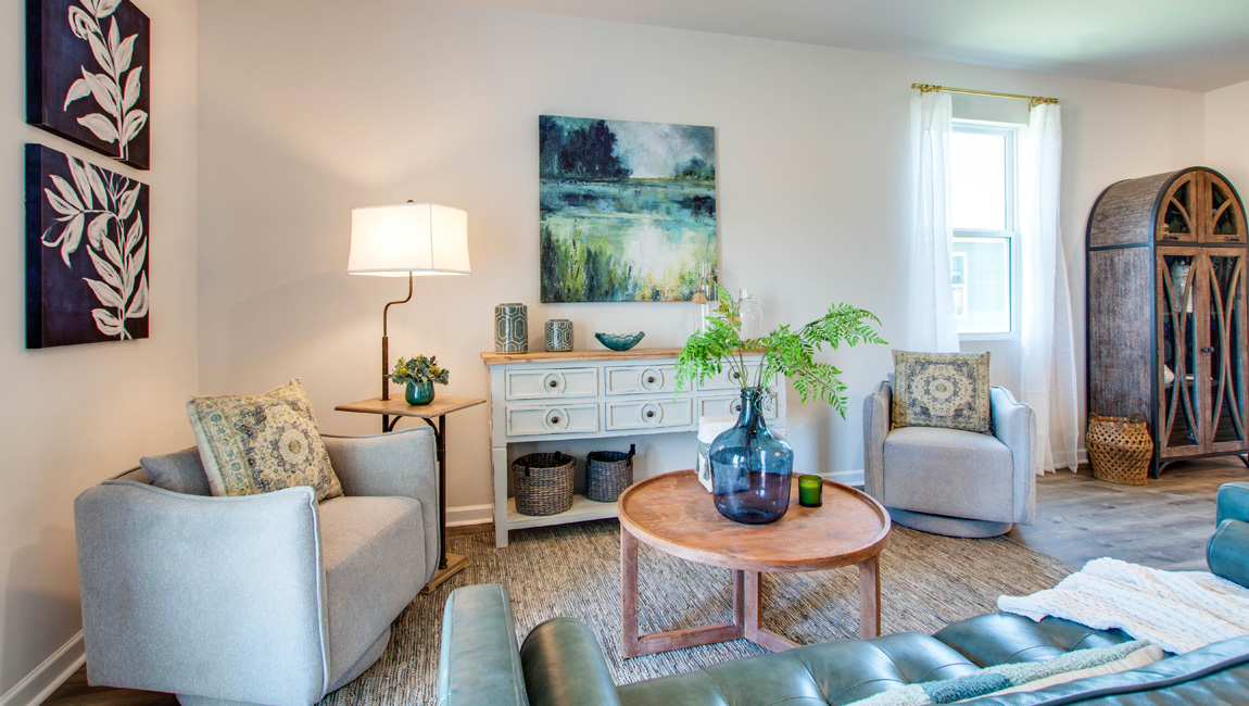 Living room with tall windows for natural light