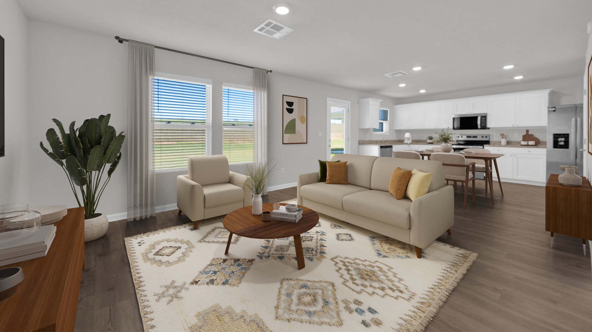 Virtually staged living room in the Taylor plan