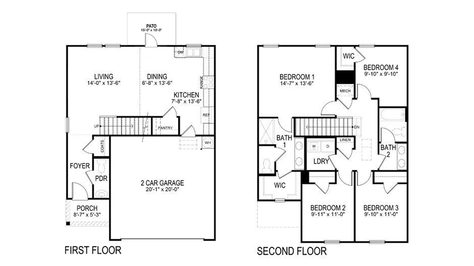 Exterior elevation of the Taylor floorplan, a two story home with a two car garage