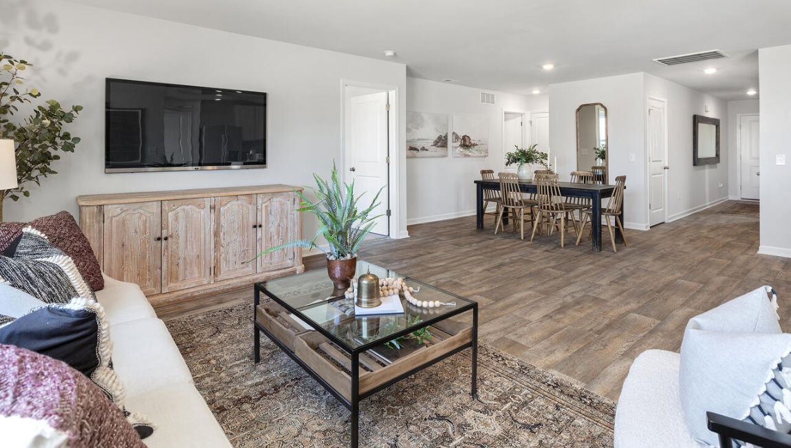 Living room overlooking the dining room
