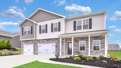 Two story home with three car garage