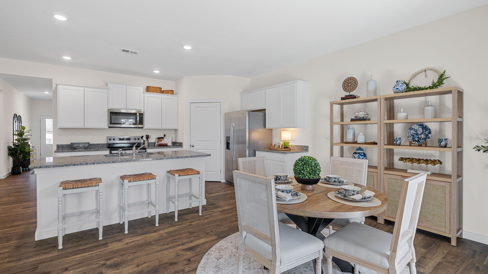 open concept kitchen and dining