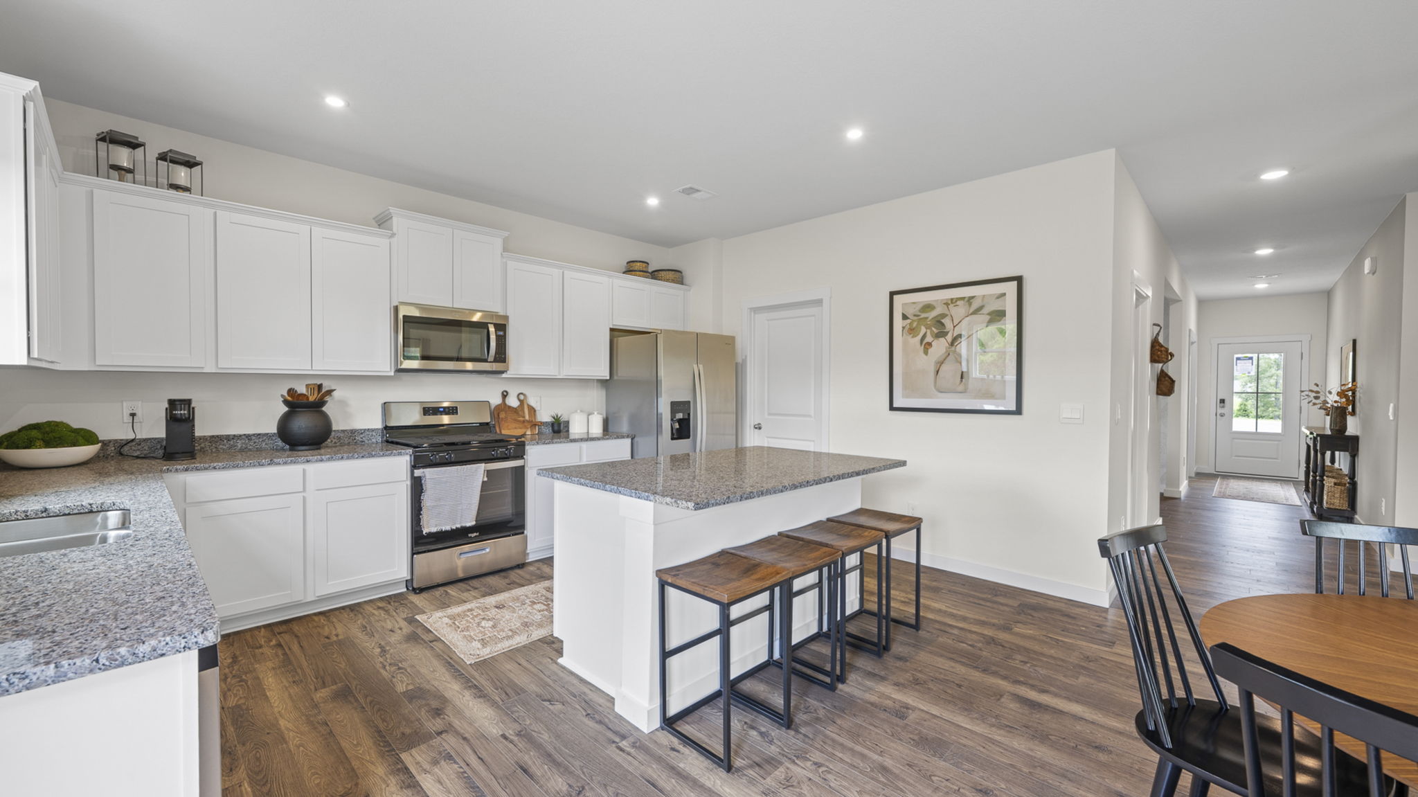 kitchen with large island and stainless steel appliances