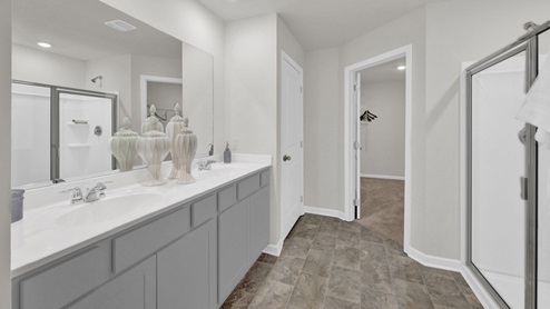 Primary bathroom with walk in closet