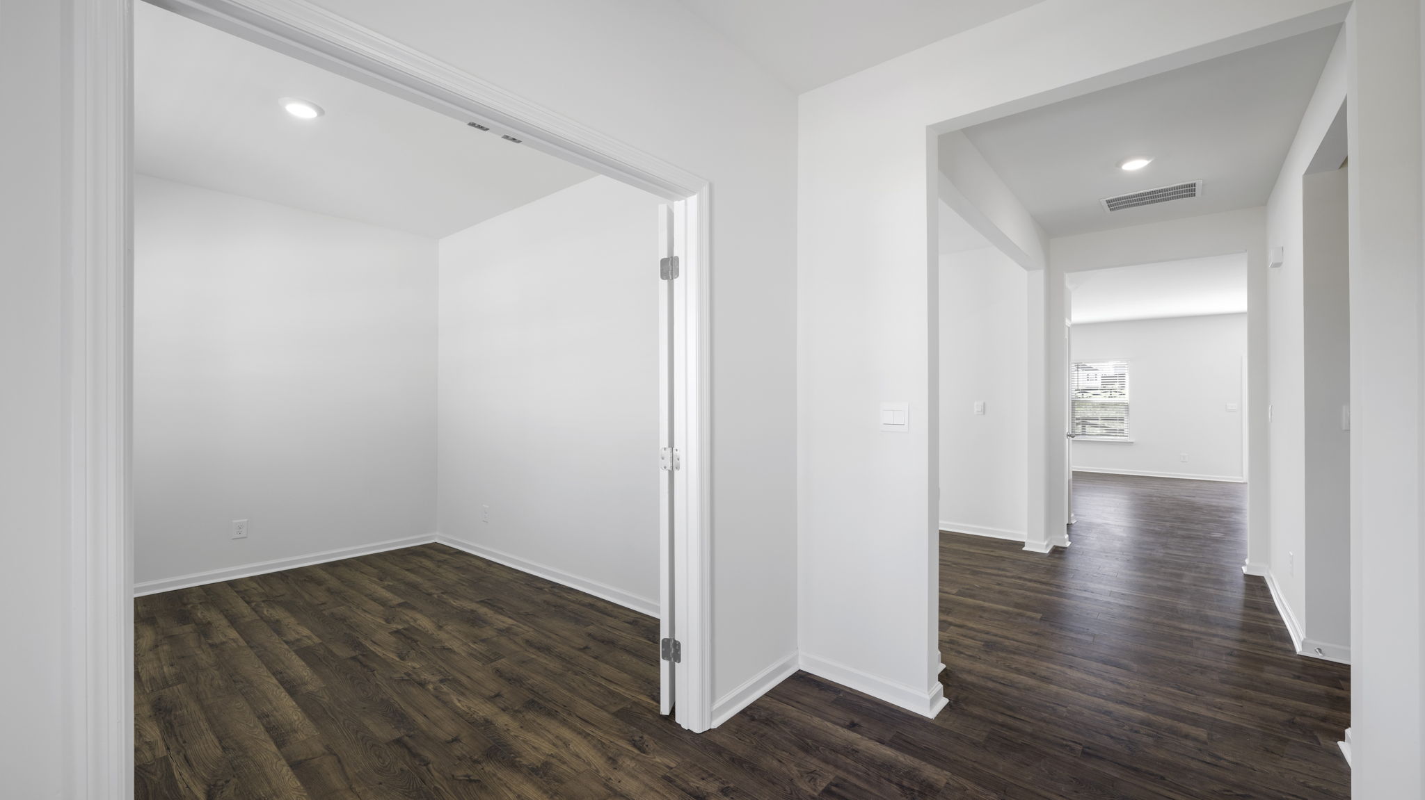 entryway hallway with office to the left