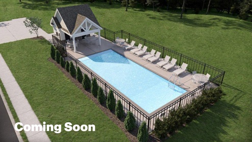 Artist's rending of a pool coming soon with a pool house