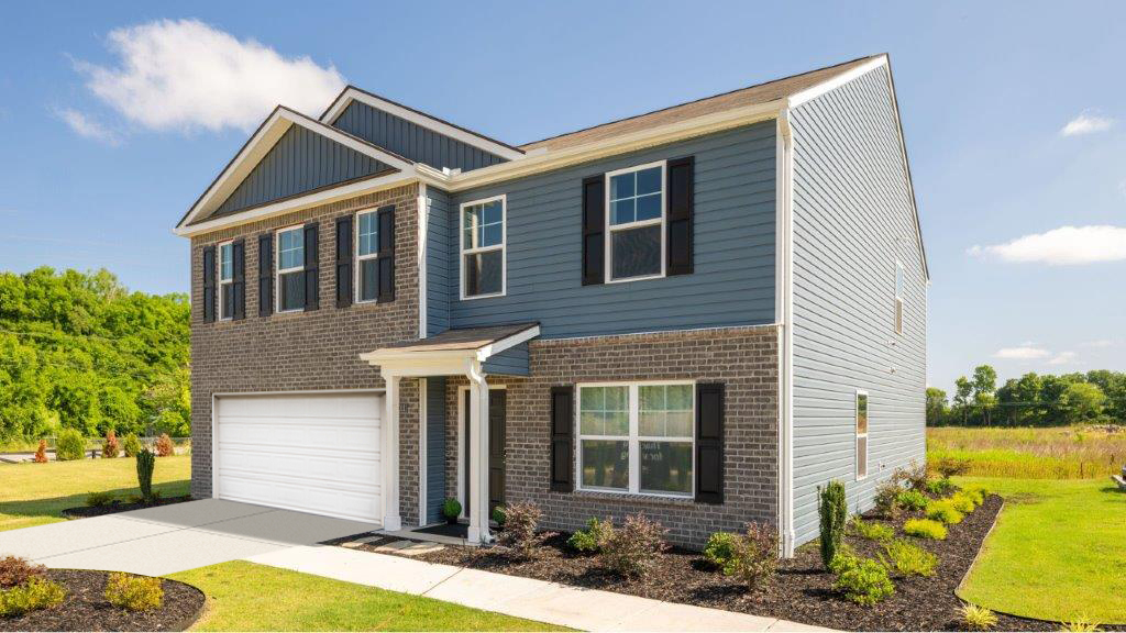 exterior of two story home with brick