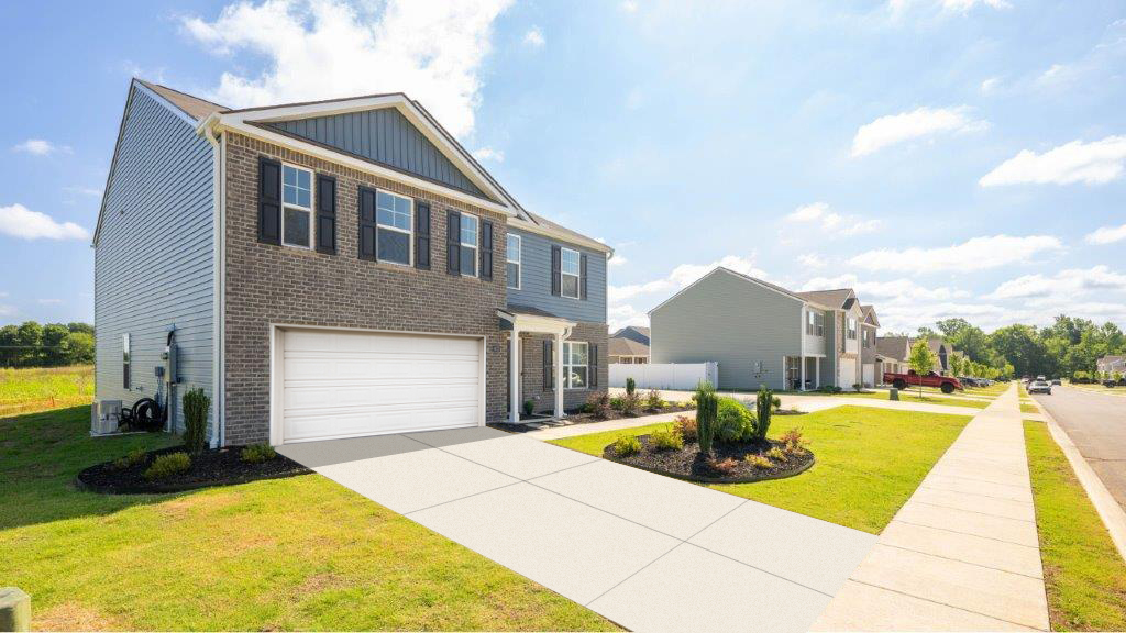 exterior of two story home with brick
