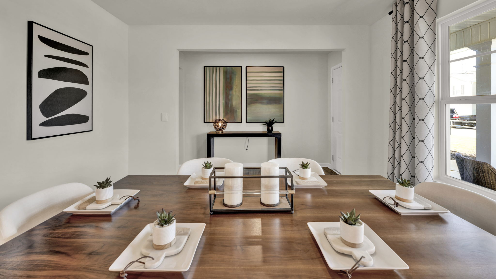 dining room of home with double window