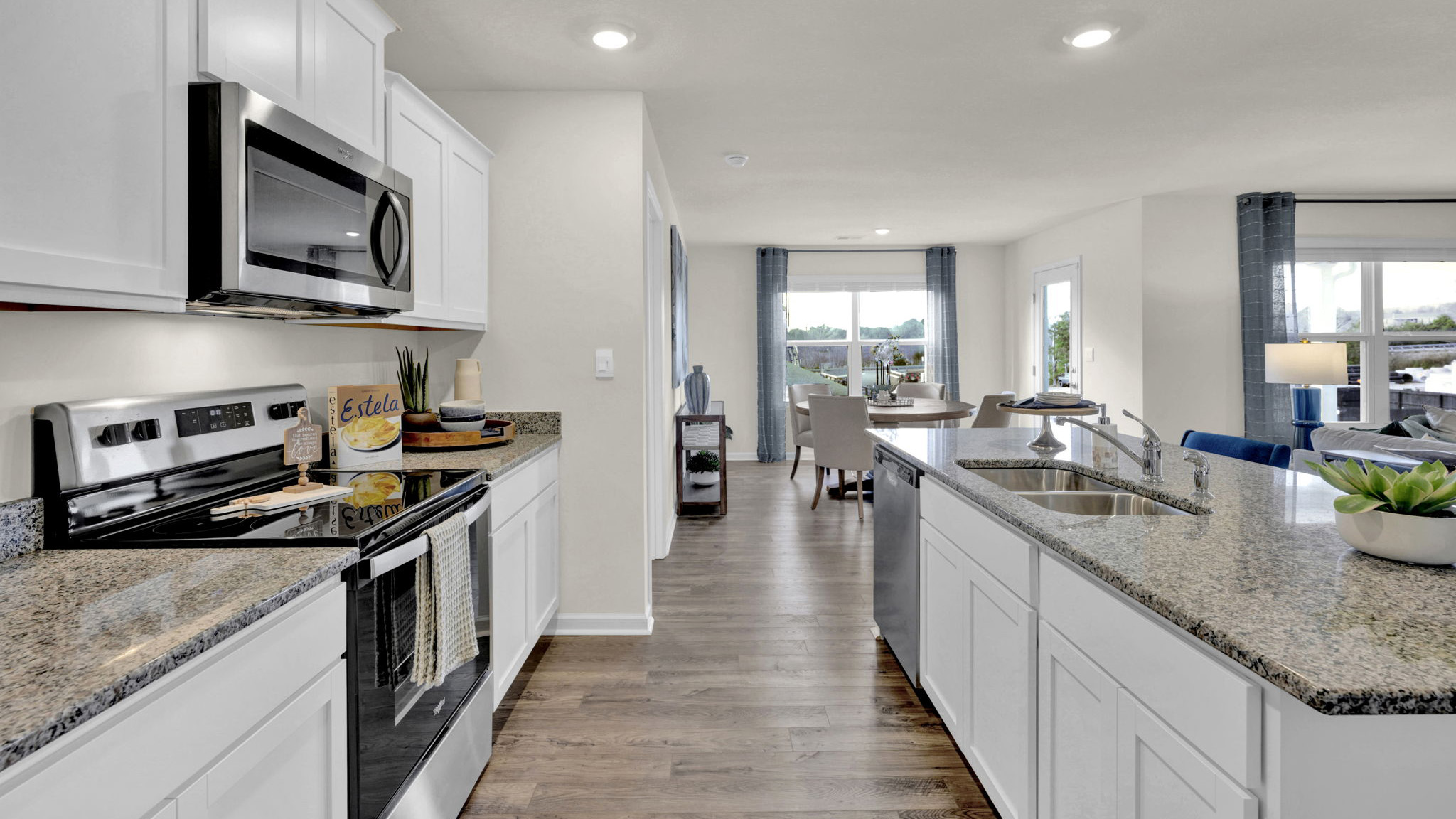 kitchen with island and appliances alternate angle