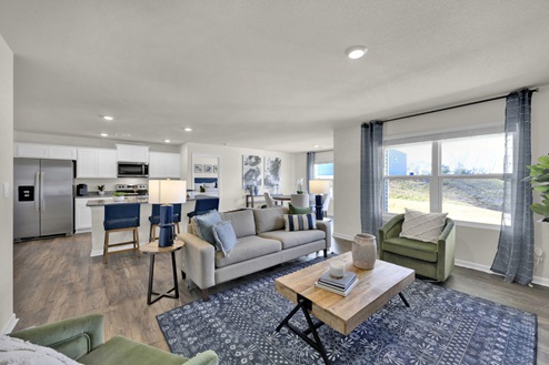 Open concept living room off kitchen