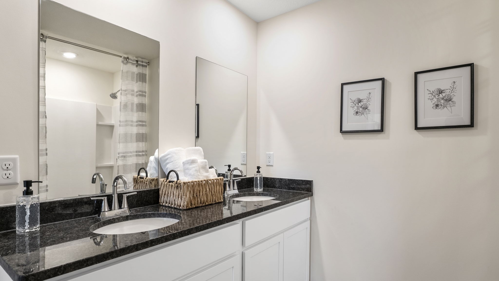 primary bathroom with double vanity