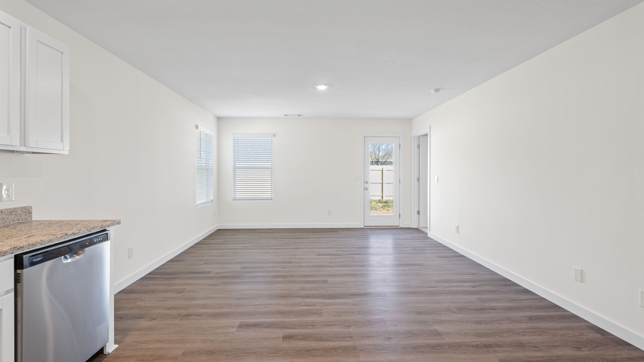 open concept living and dining area