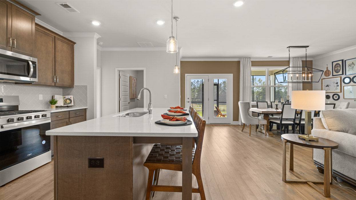 open concept kitchen and living room