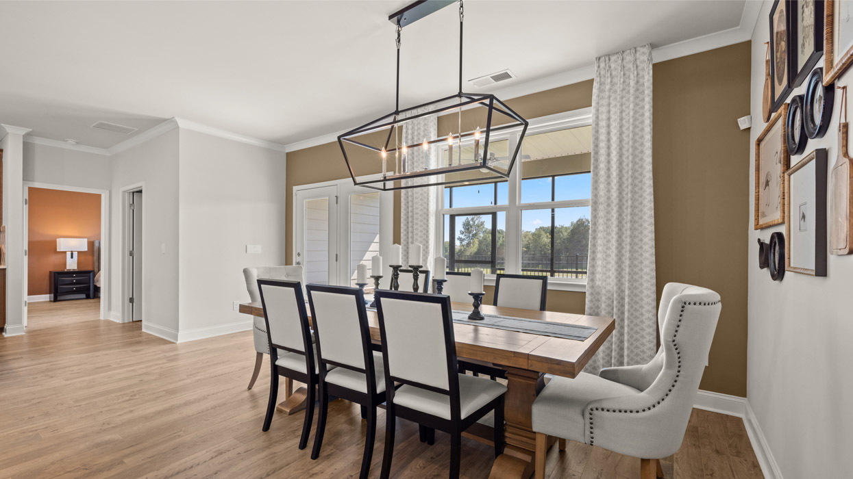 open concept living room with dining table