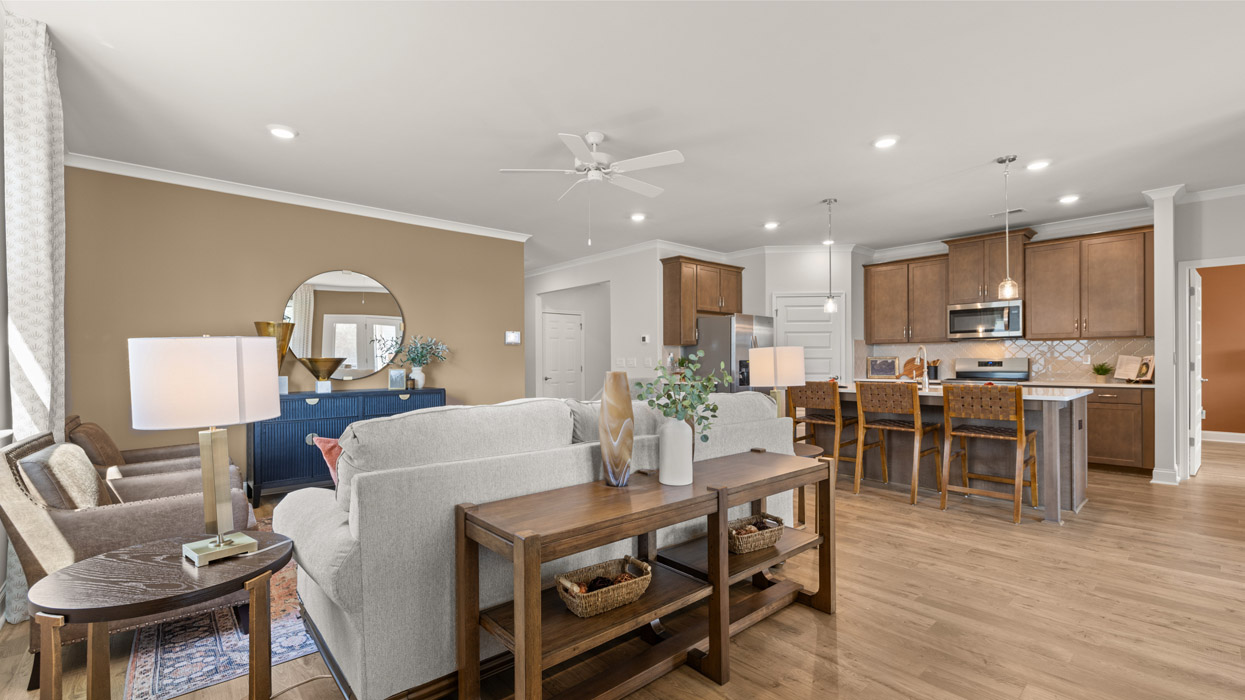 open concept kitchen and living room