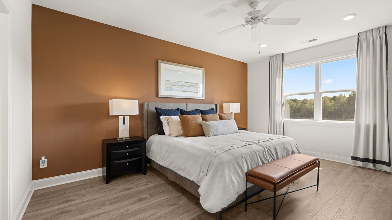 bedroom with double windows