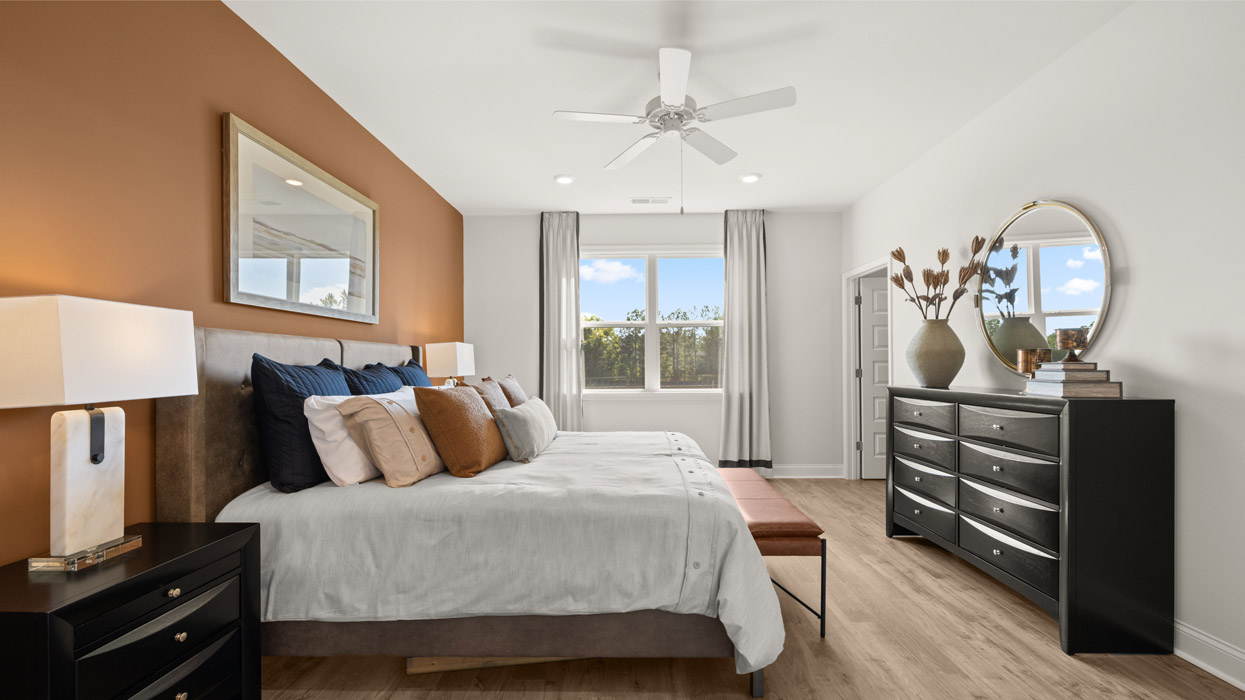 bedroom with double windows