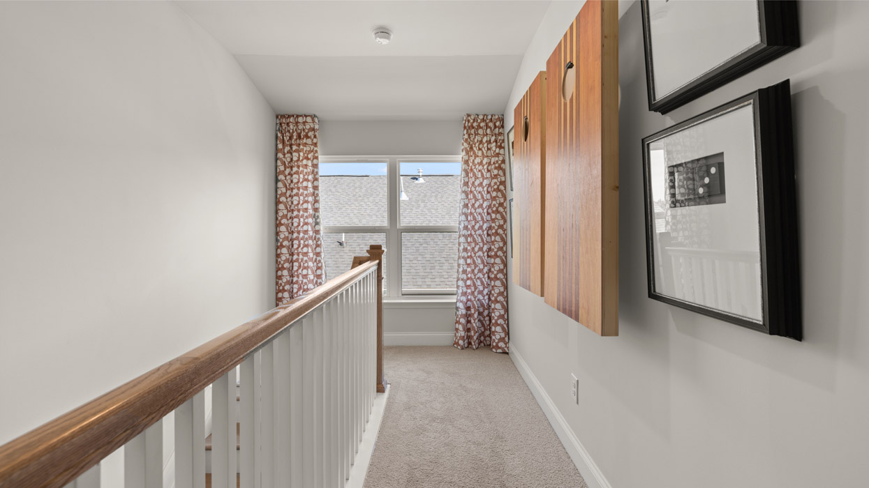 upstairs hallway with double window