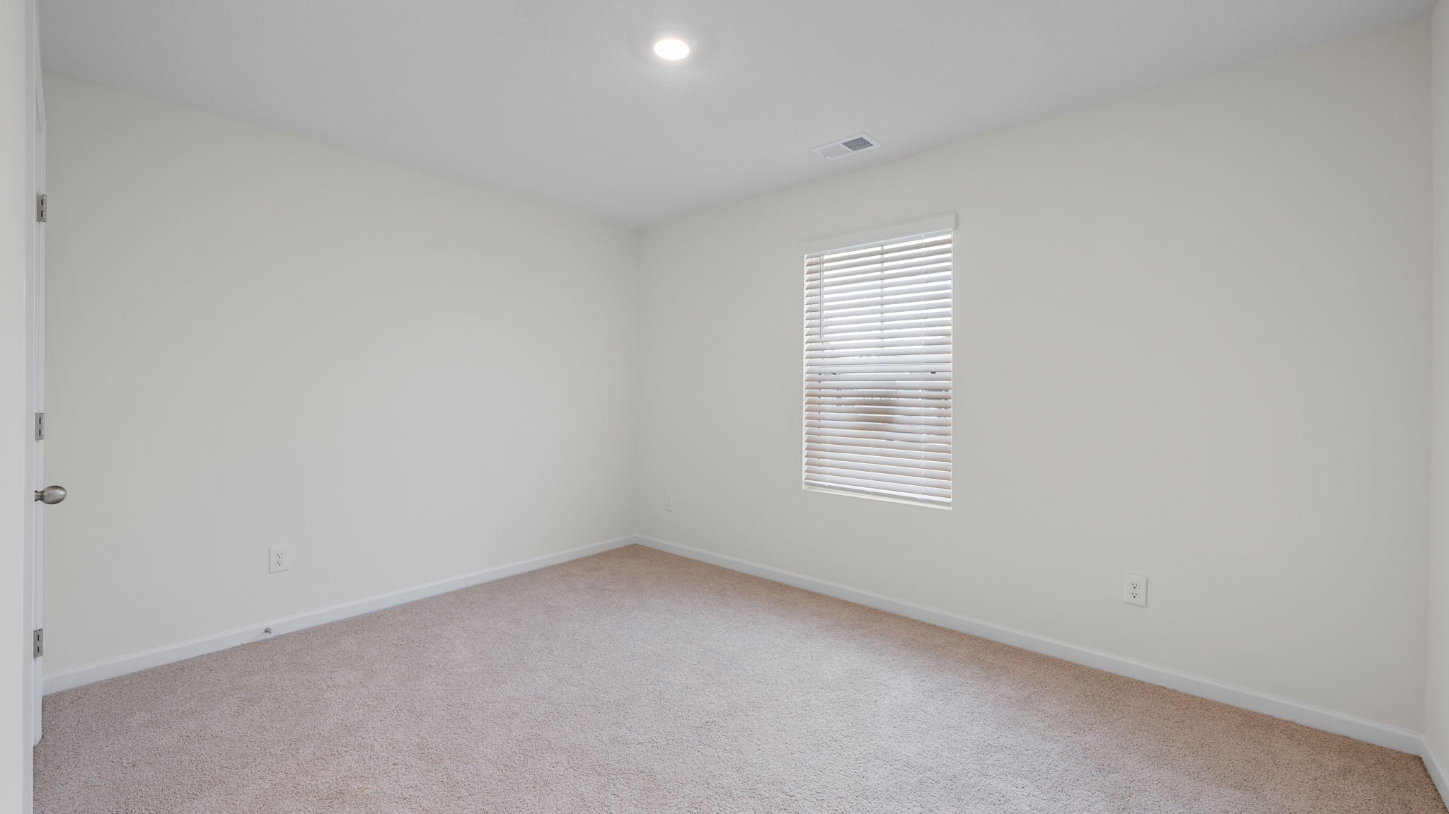 bedroom has carpet and window