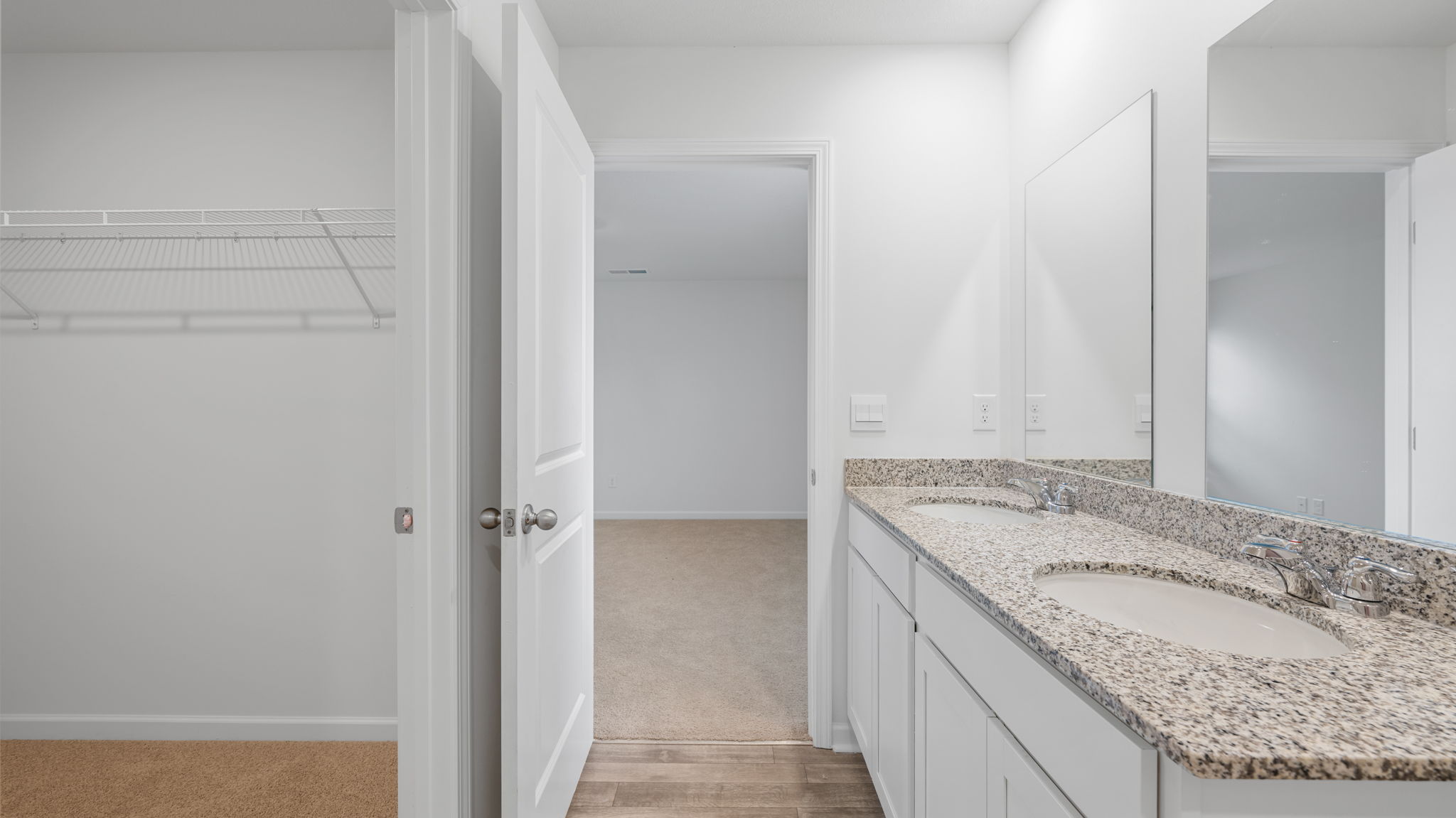 primary bathroom with double vanity