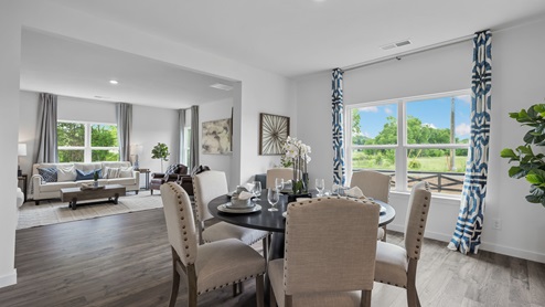 Dining room with double window