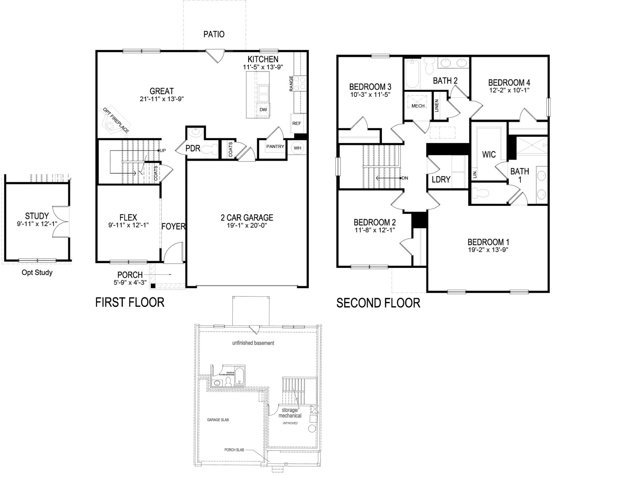 Belhaven floorplan with basement