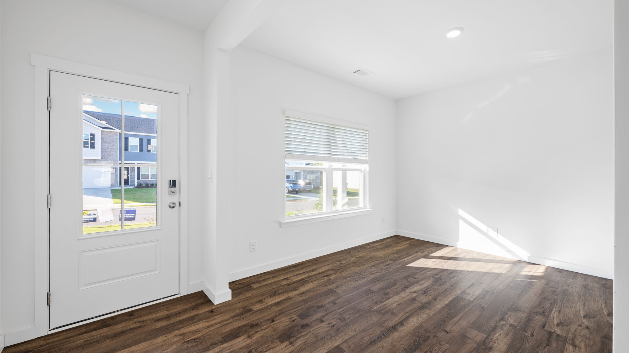 formal dining room with double window