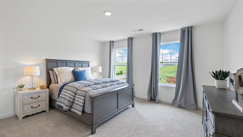Guest bedroom with two windows