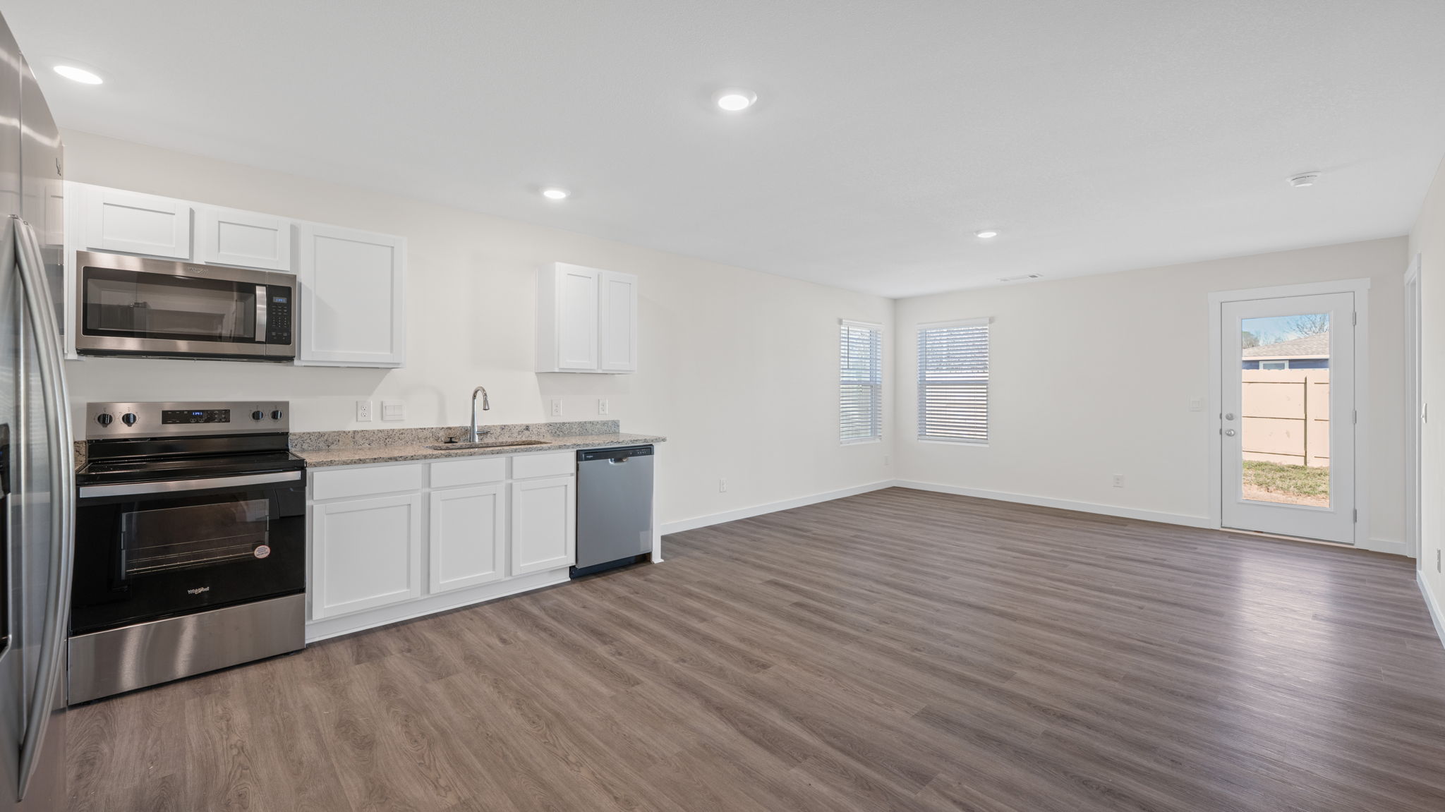 open concept living and kitchen area