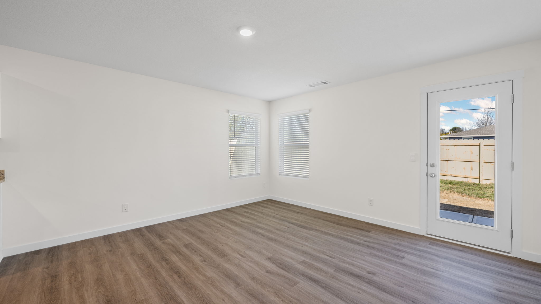 open concept living and dining area