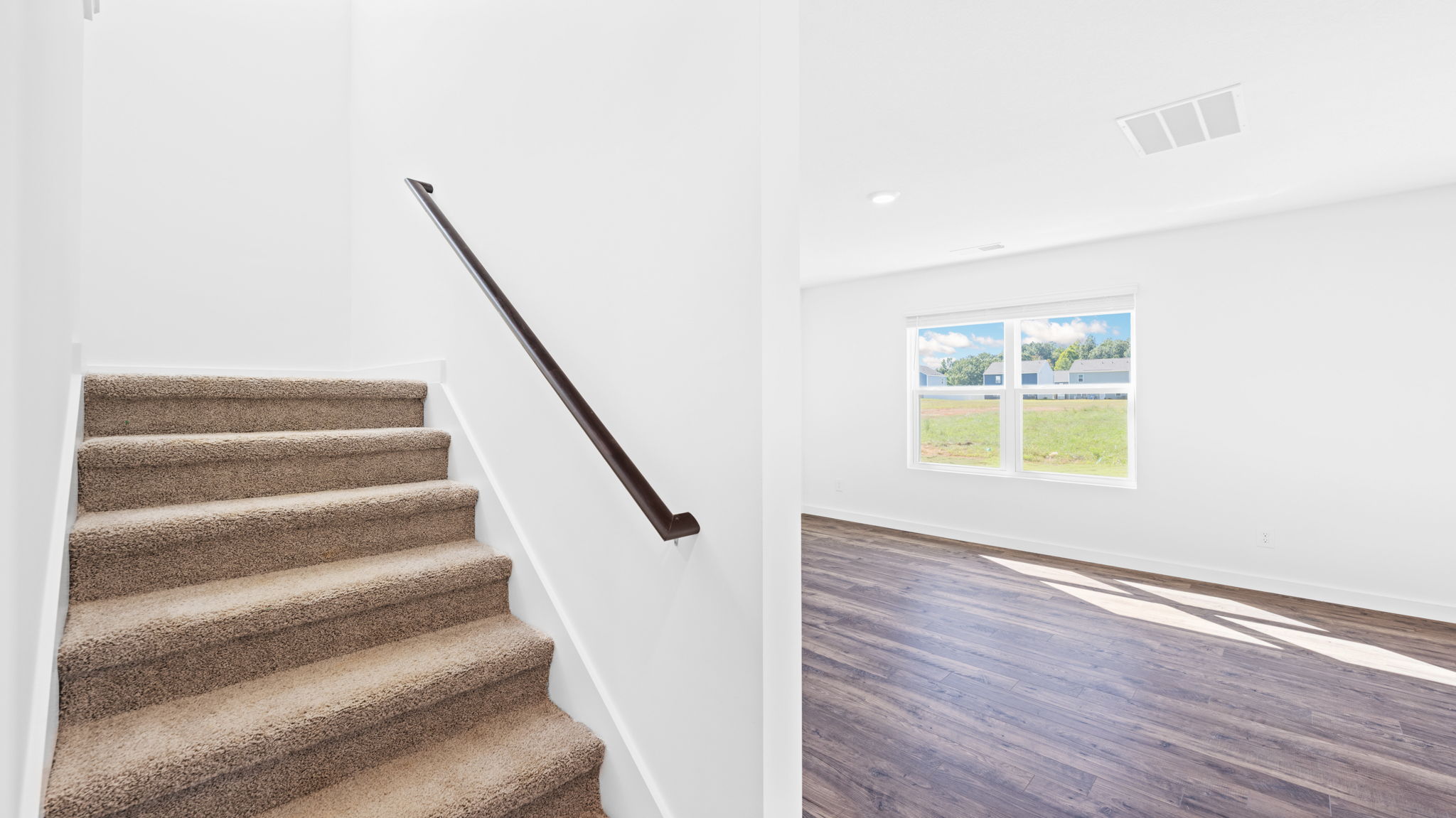 staircase into open concept living