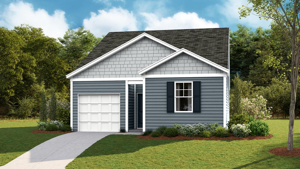 exterior of one story home with one car garage