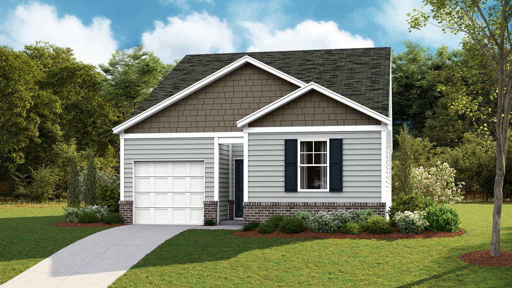 exterior of one story home with one car garage