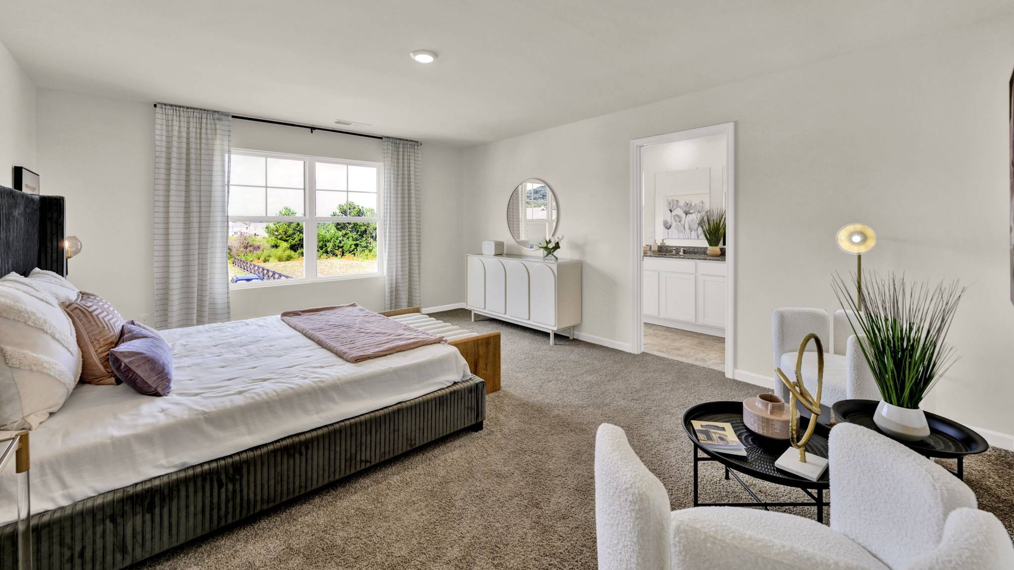 primary bedroom with double window