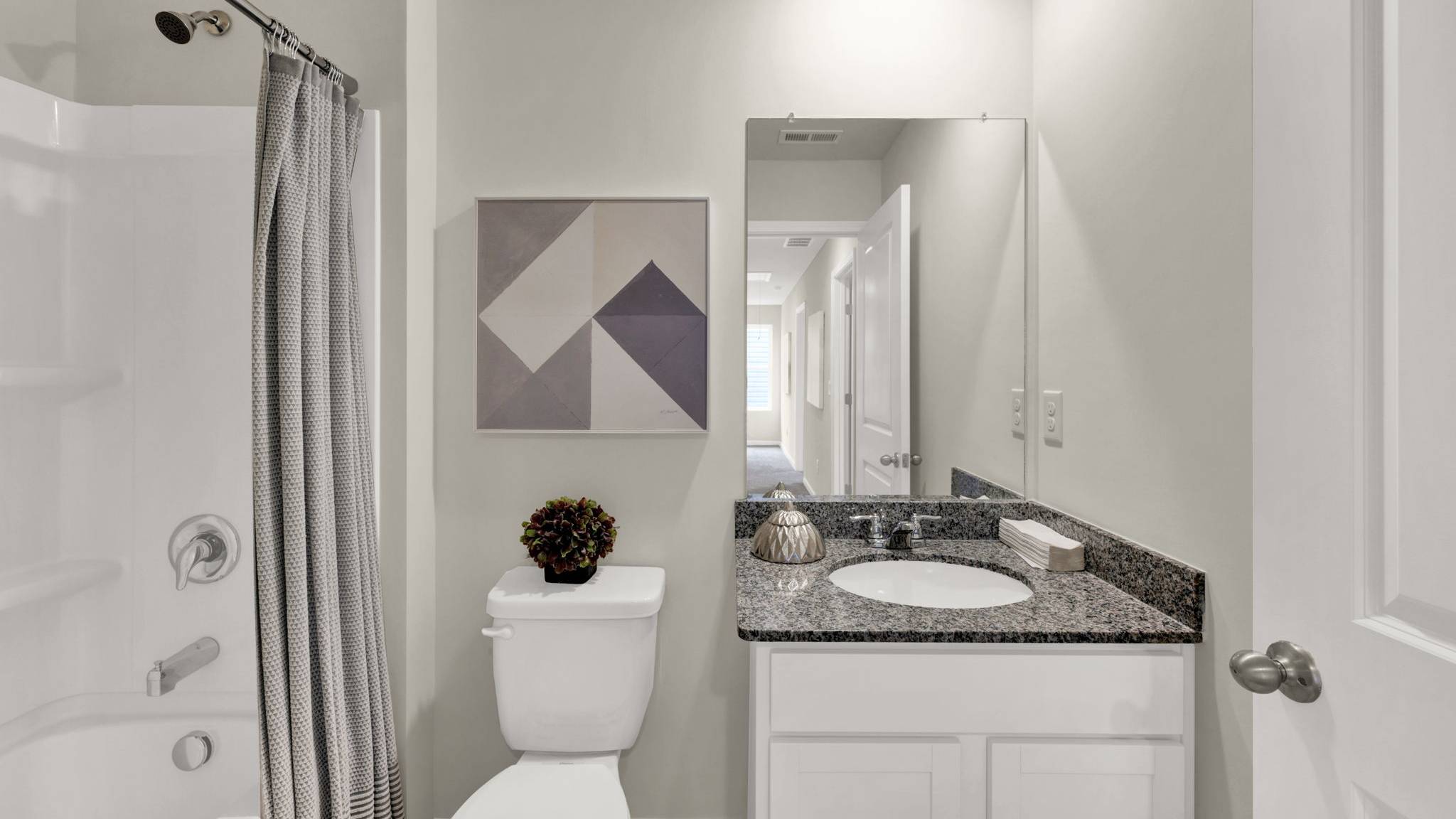 upstairs bathroom with single vanity
