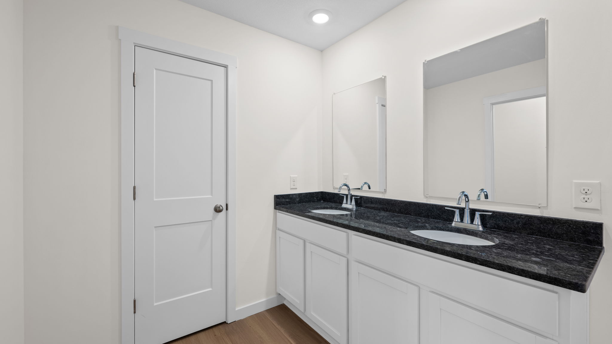 primary bathroom with double bowl sink