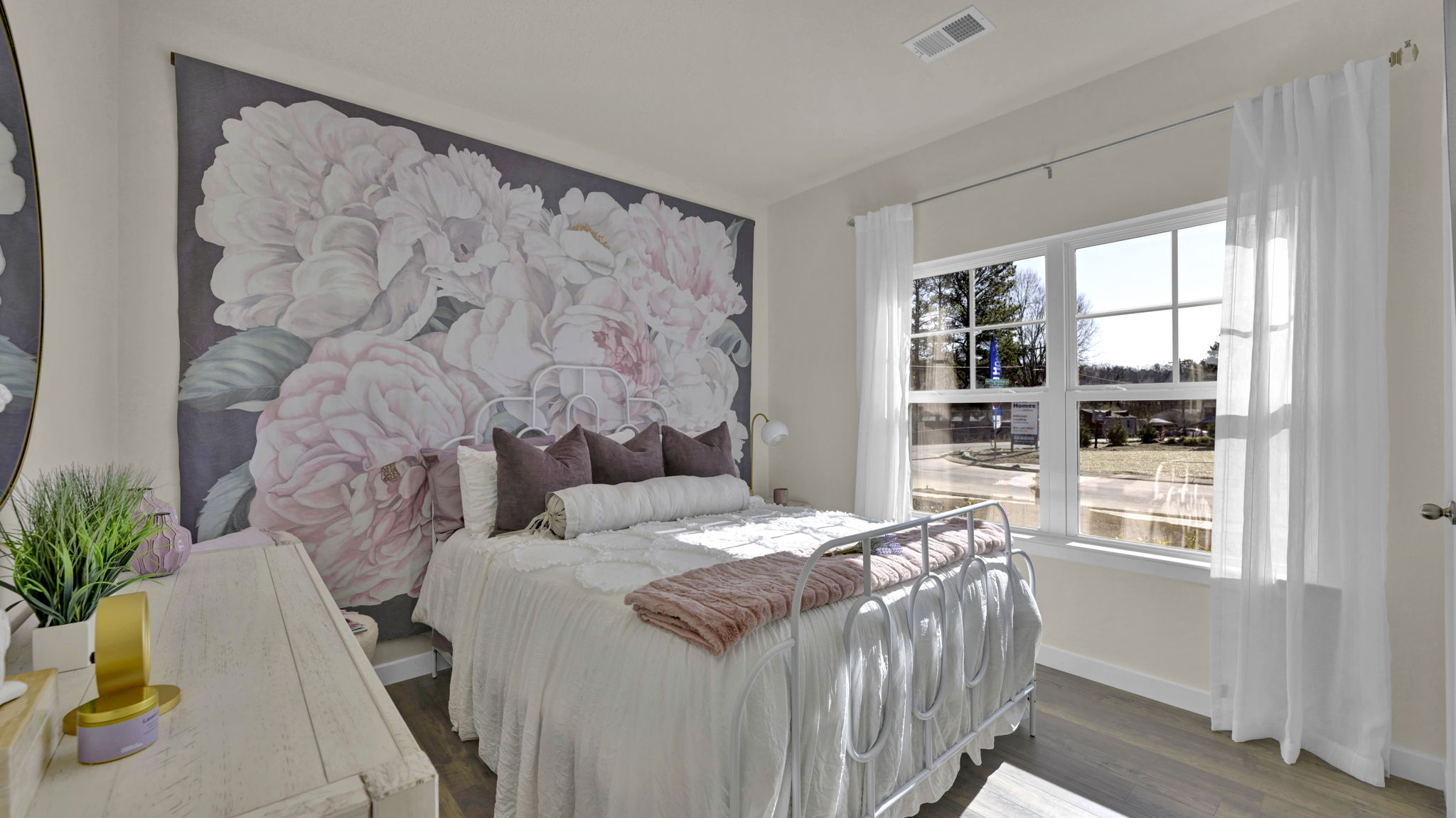 Guest bedroom with double window