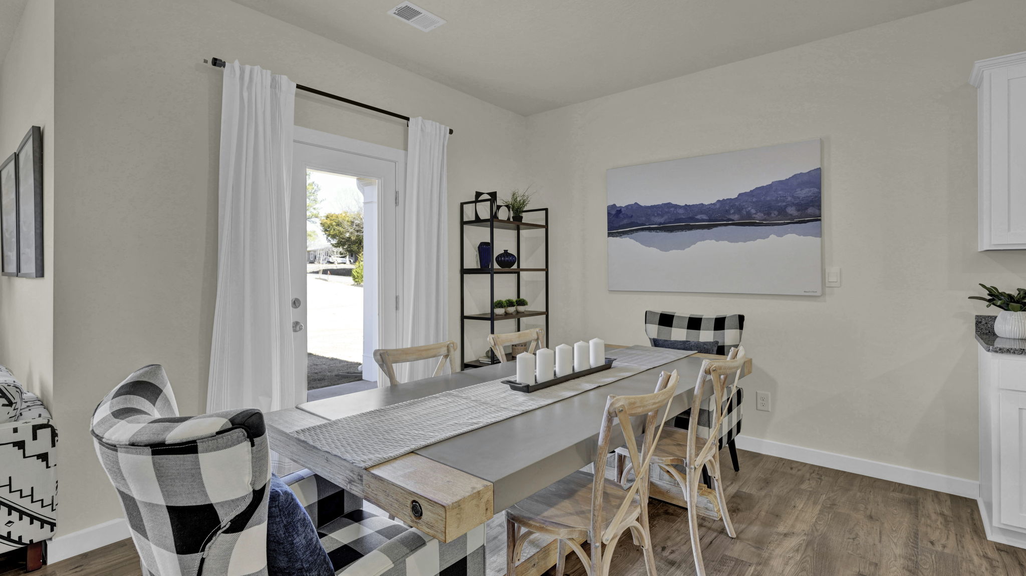 Dining area overlooking patio
