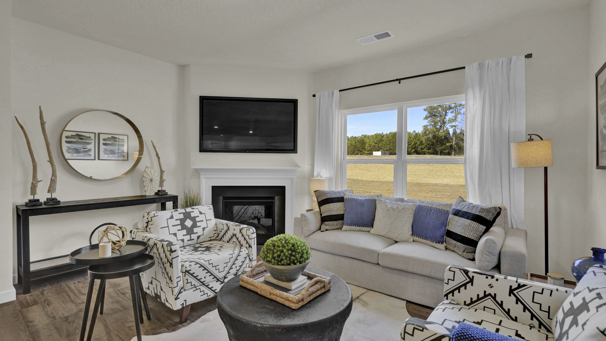 Living room with floor plan