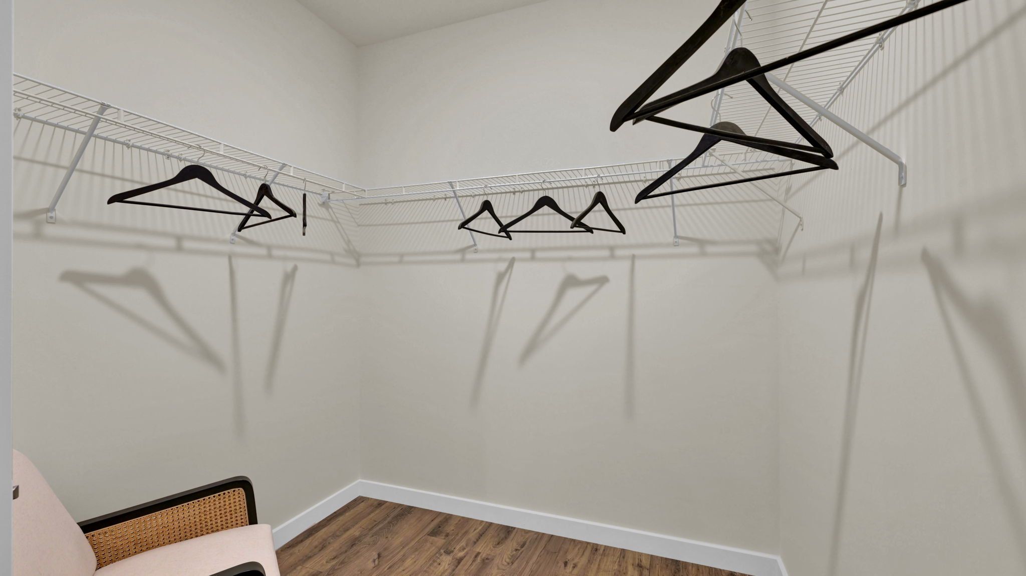 Primary closet with shelving