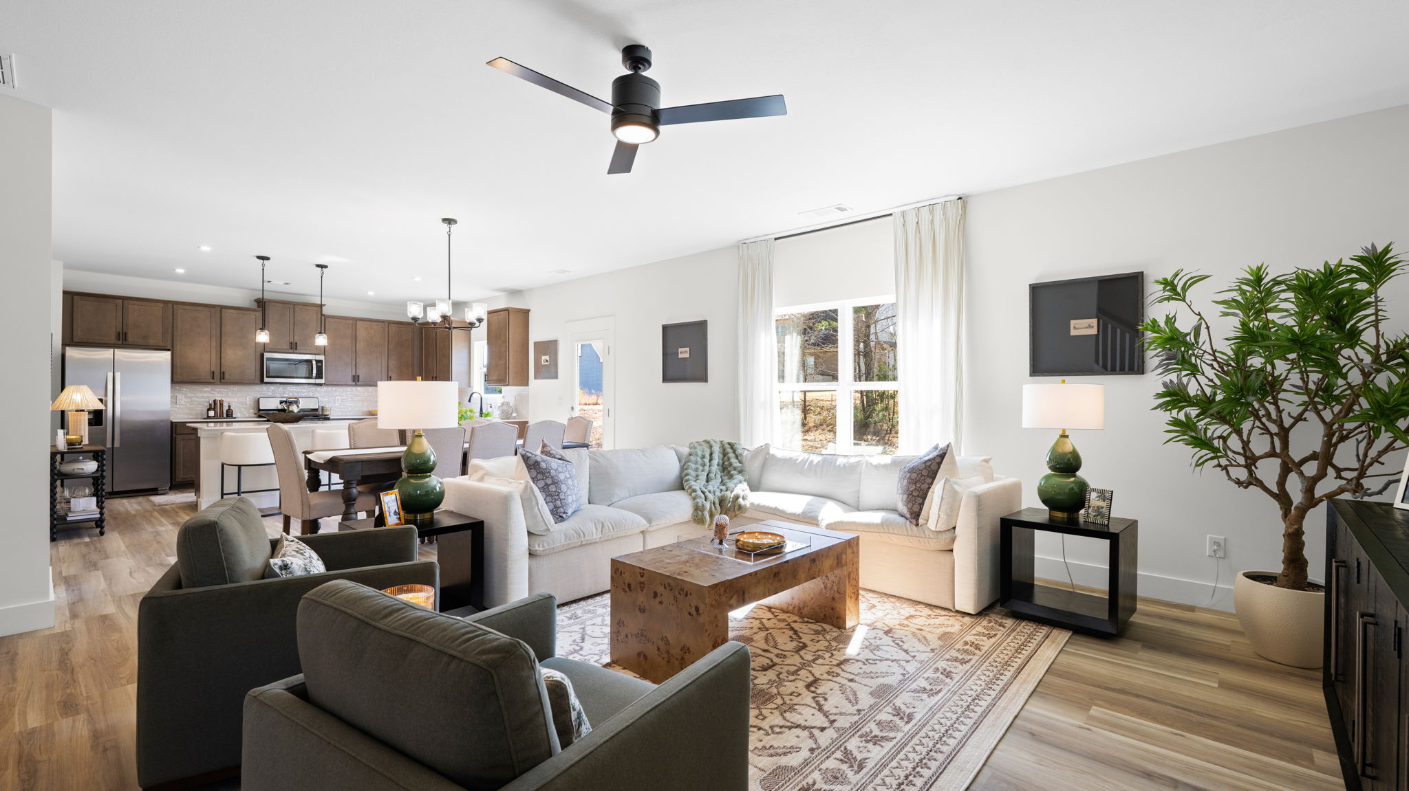 Living room with ceiling fan