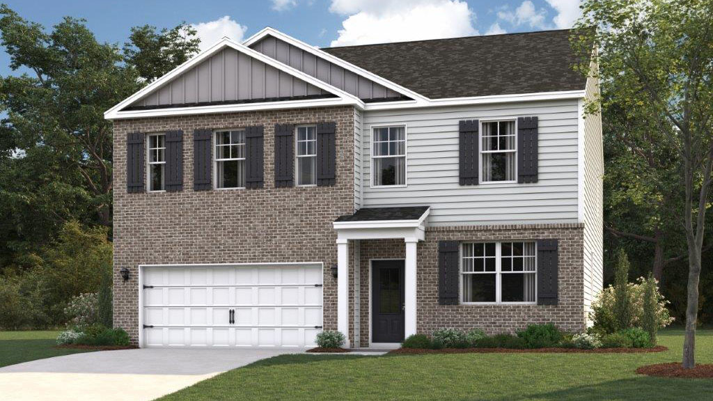 Rendering of two story home with brick