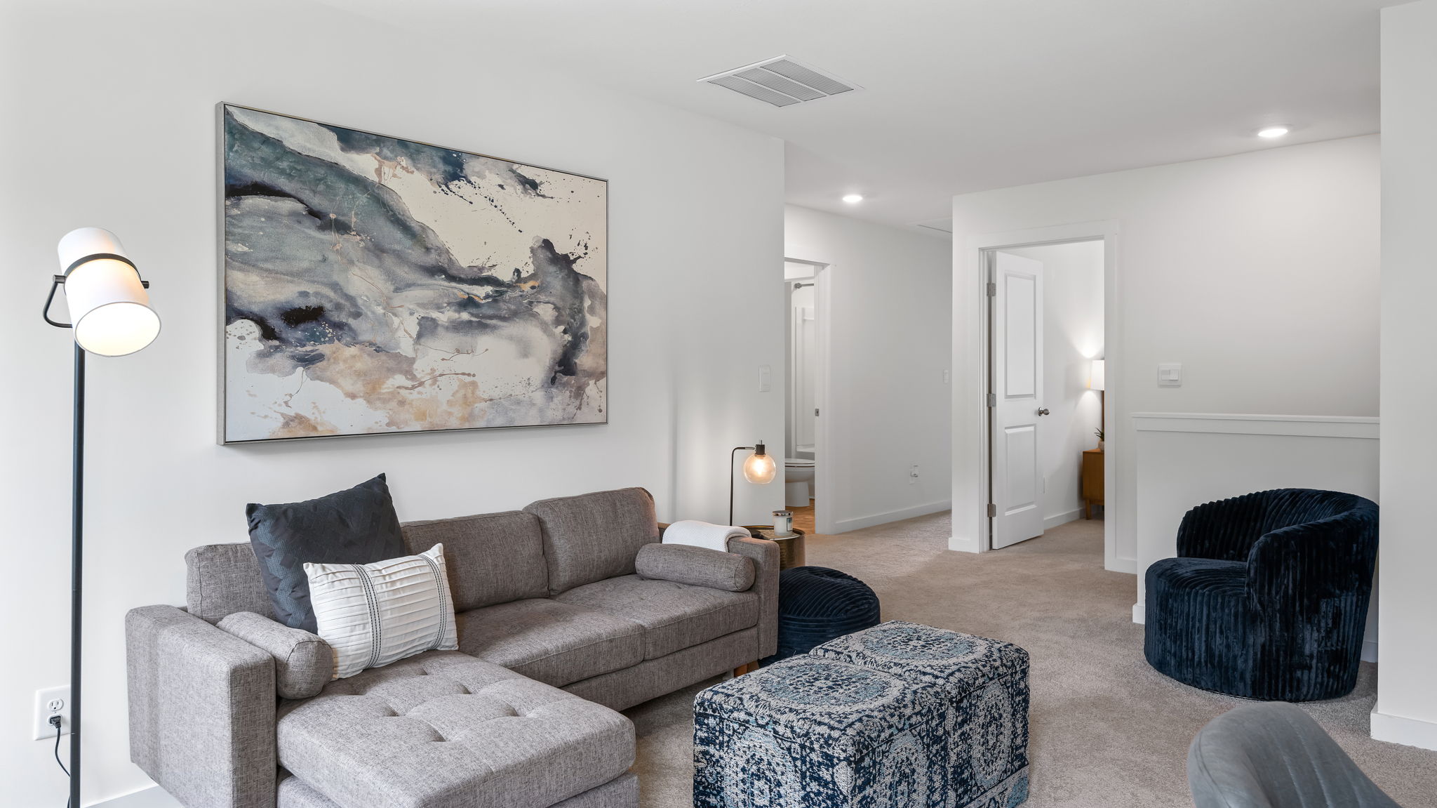 Loft area with carpet