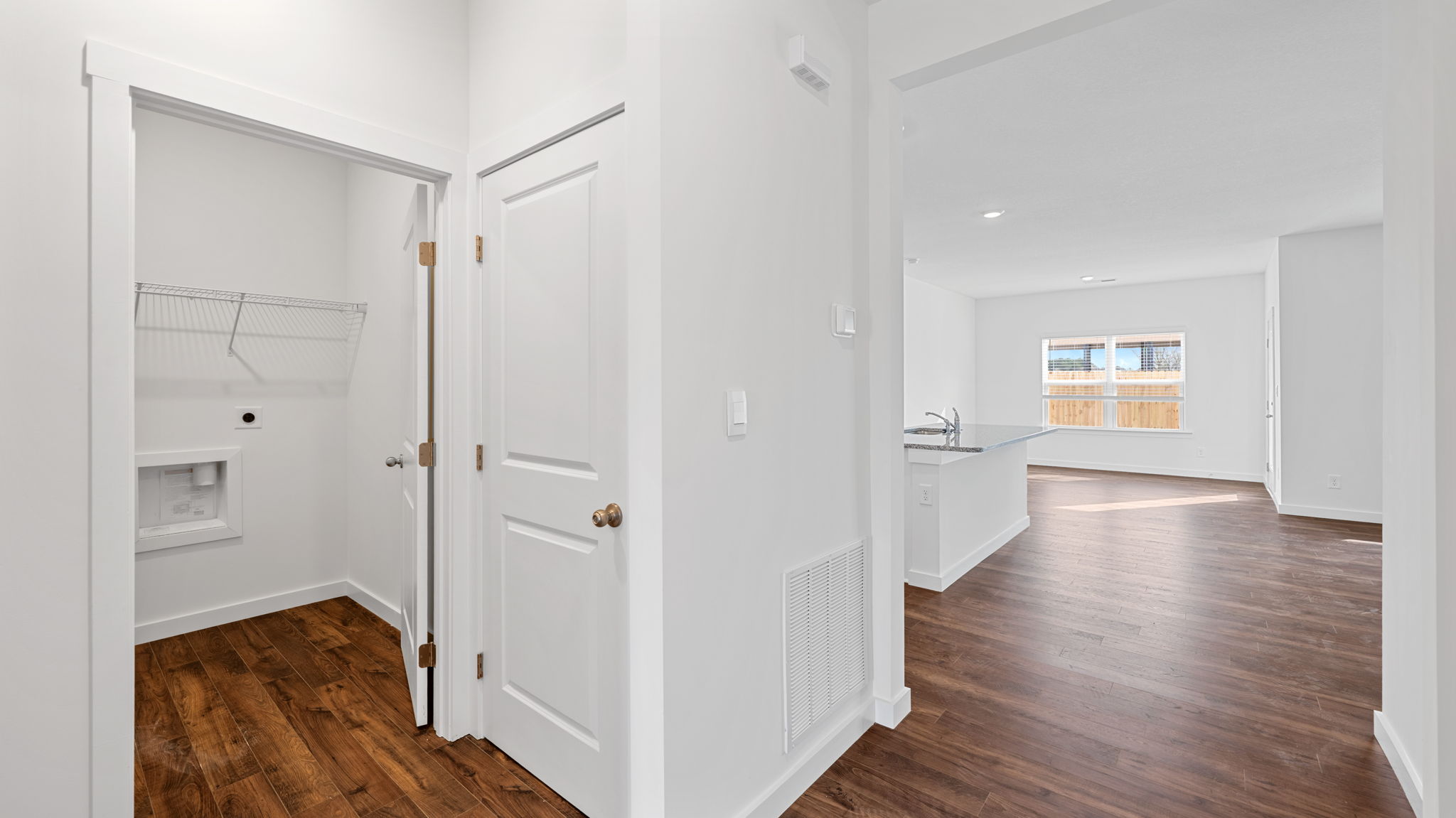 landry area with shelving